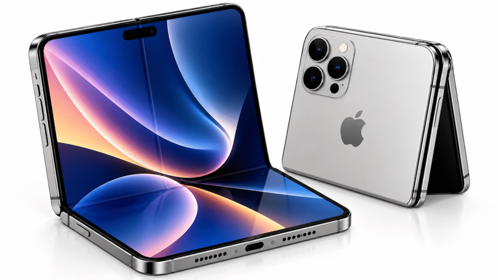 Foldable iPhone concept on a clean white background