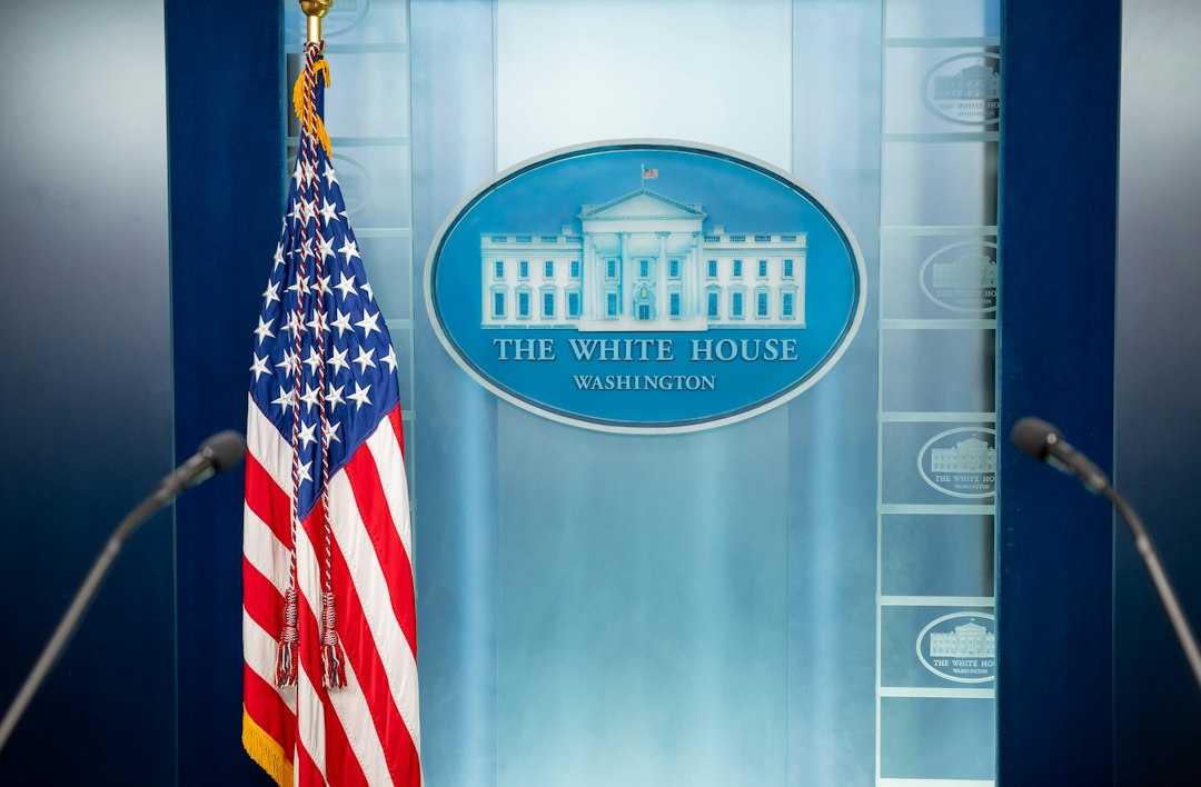 Rows of reporters’ seats facing the White House press briefing podium, illustrating the legal battle over press access