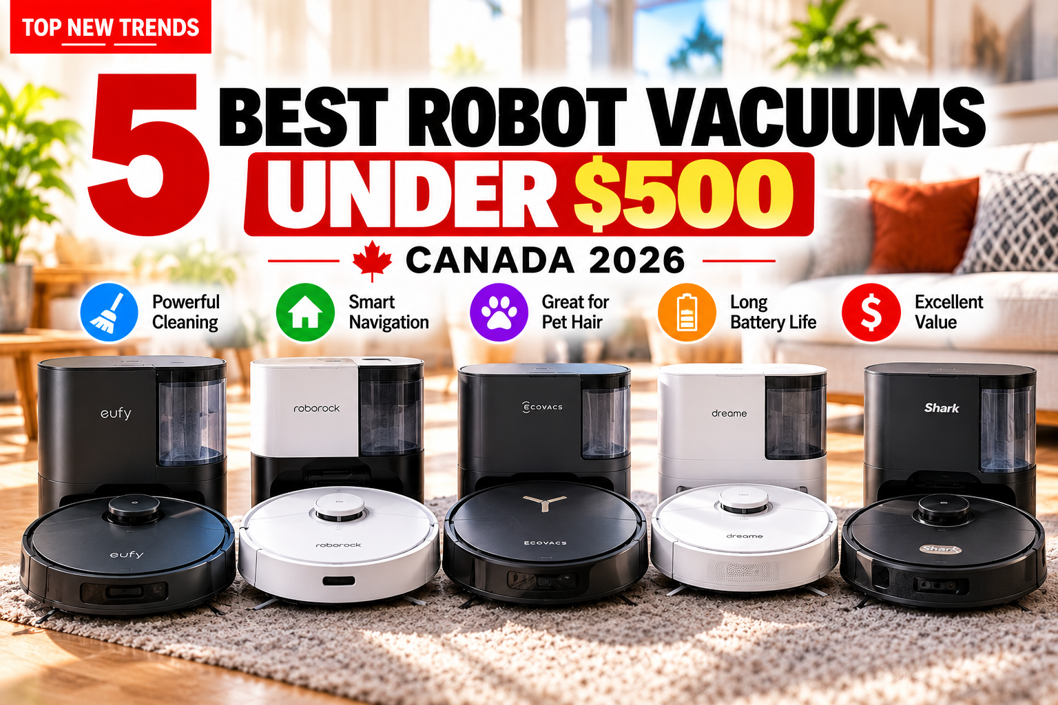 5 best robot vacuums under $500 in Canada for 2026